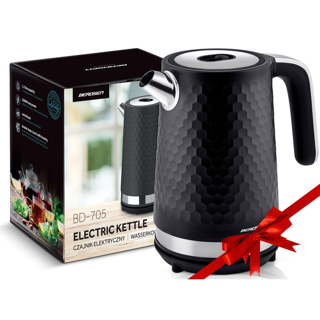 Berdsen Bd-705 1.7L Electric Kettle, Black And Silver