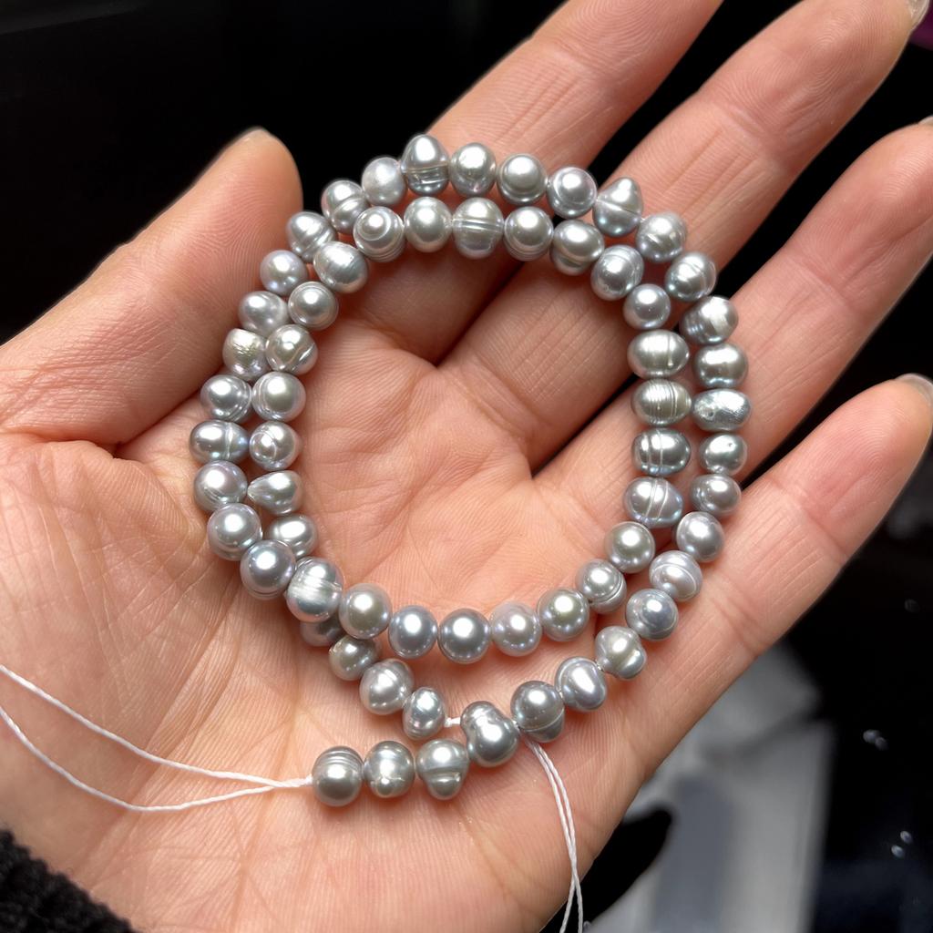 Подвеска своими руками, серая, прошитая жемчуговая жемчужина для изготовления ювелирных изделий, ожерелья, сережек, браслета, аксессуаров, длина 36 см