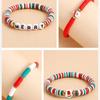 European & American Christmas Polymer Clay Bracelet Set: Colorful Beaded Snowman & English Letter Charms for Women