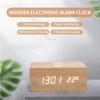 Цифровой деревянный будильник, электронный светодиодный дисплей времени для спальни, 10 Вт, беспроводная зарядка, 3 будильника