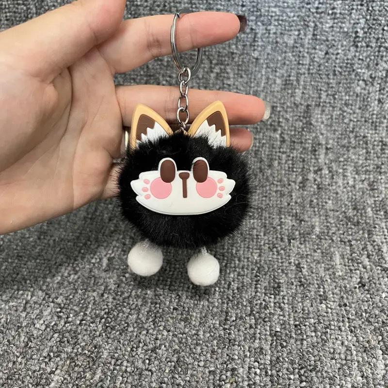 Cartoon Plush Lucky Cat Toy Keychain Cute Bag Charms Car Keyring Pendant Accessories For Women Couples Kawaii Gift