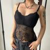 Gothic Black Mesh Butterfly Cropped Tank Top Lace Vest Tops Backless Sexy