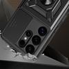 Etui Pancerne Hybrid Armor Camshield Z Osłoną Aparatu I Metalowym Ringiem Do Samsung Galaxy S25 Ultra - Czarne