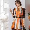 Ранняя весна, новый простой красочный геометрический длинный шелковый шарф с цветными блоками, корейская версия дамского темпераментного длинного платка для путешествий