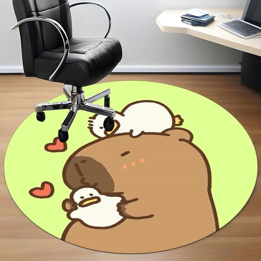1pc Capybara Print Chair Carpet for Office, Soft Flannel Throw Mat, Perfect for Office,Holiday Party Decoration Choice yy251113174