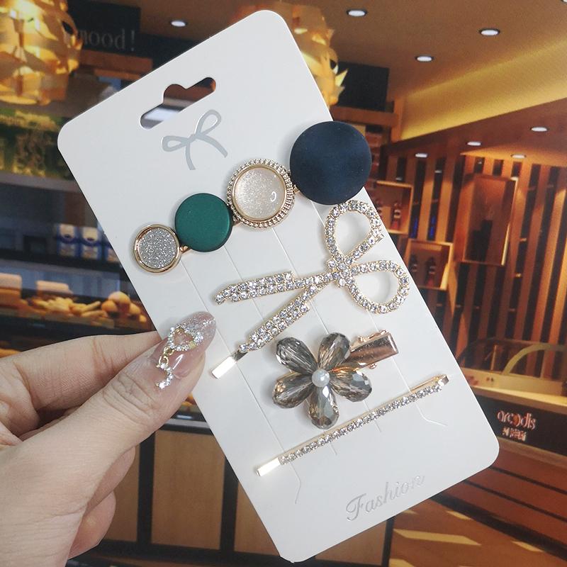 Корея Блестящий Кристалл Набор Заколок для Волос Модные Аксессуары для Волос Тренд для Женщин Девушка Жемчуг Стразы Заколка Боковая Заколка для Волос