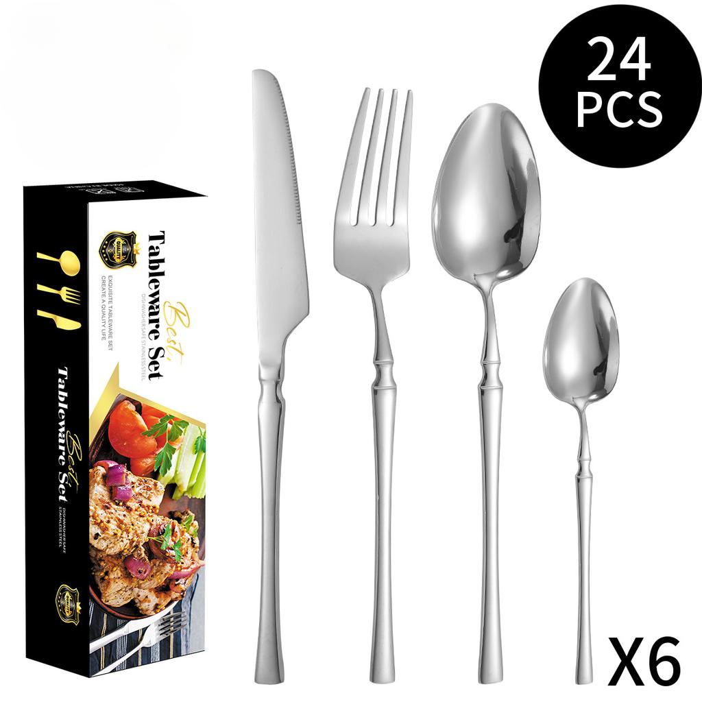 Новая креативная посуда из нержавеющей стали с небольшой талией, костюм из 24 предметов, костюм на 6 человек, костюм для западной еды, нож, вилка и ложка