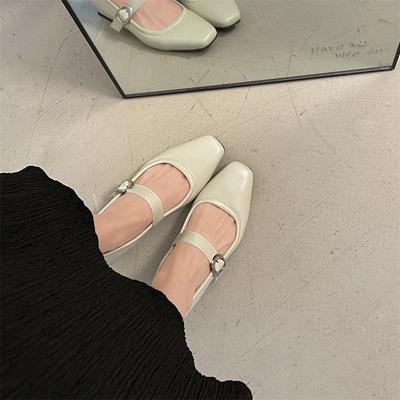 Французские ретро серебристые туфли-лодочки с квадратным носком, толстым каблуком и открытым верхом, женские, новые весенне-осенние, под юбку, Мэри Джейн, из маленькой кожи