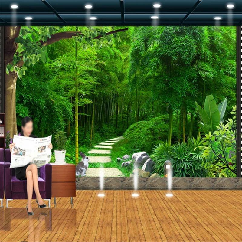 Custom 3D Mural Wallpaper Living Room Bedroom Sofa TV Background Wallpaper Green Bamboo Green Fresh Photo Waterproof Wallpaper