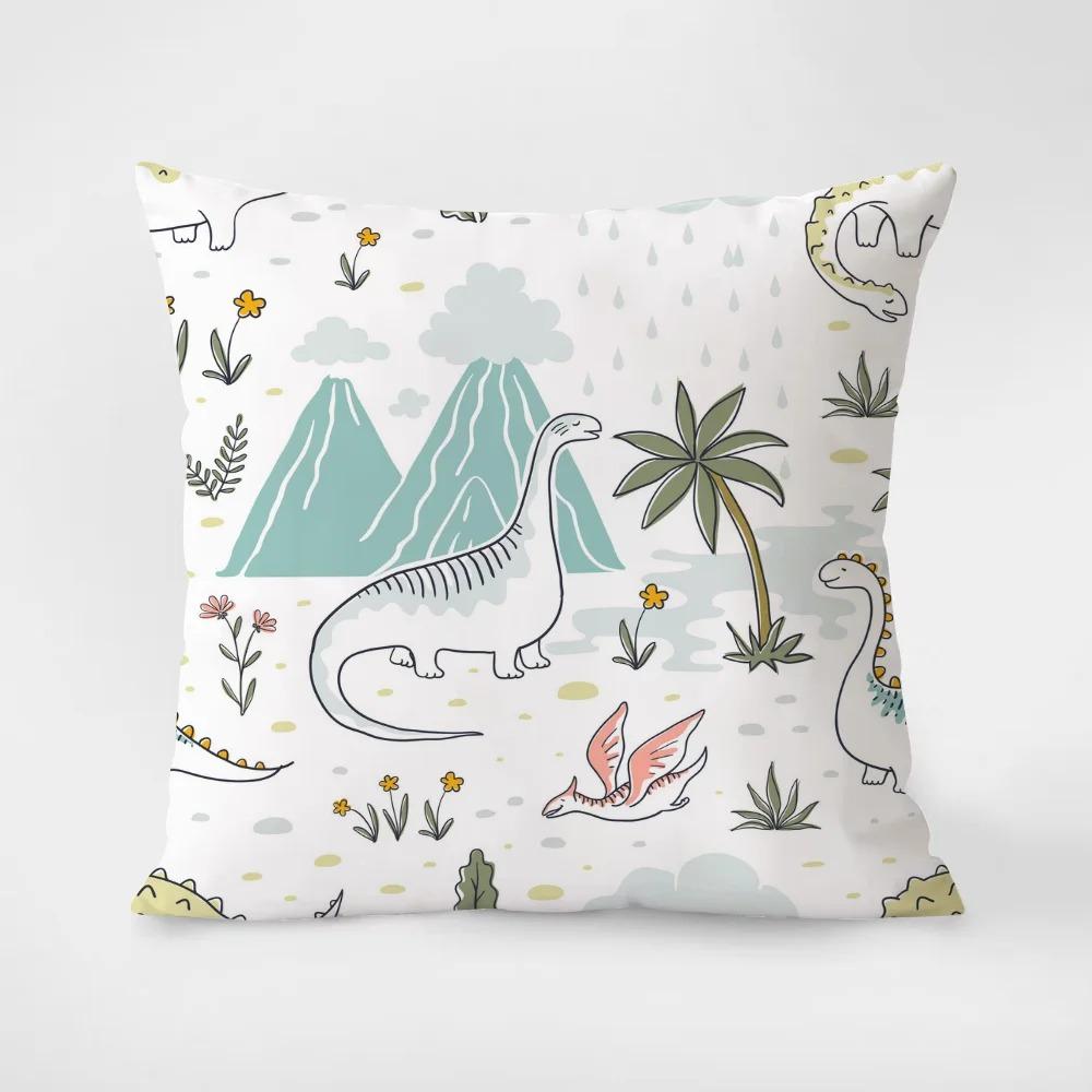 Creative Little Dinosaur Print Cartoon Pillowcase Interior Decoration Office Living Room Home Pillowcase