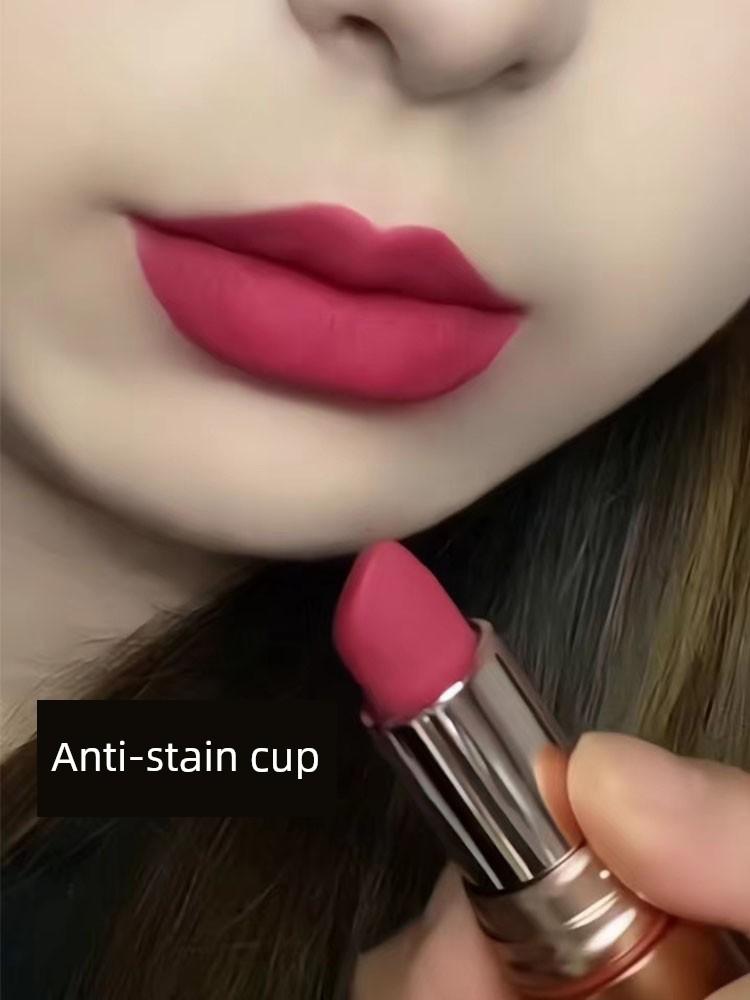 [Genuine Goods Official Flagship Store] Burgundy Lipstick Matte Finish Long-Lasting Yellow Skin White