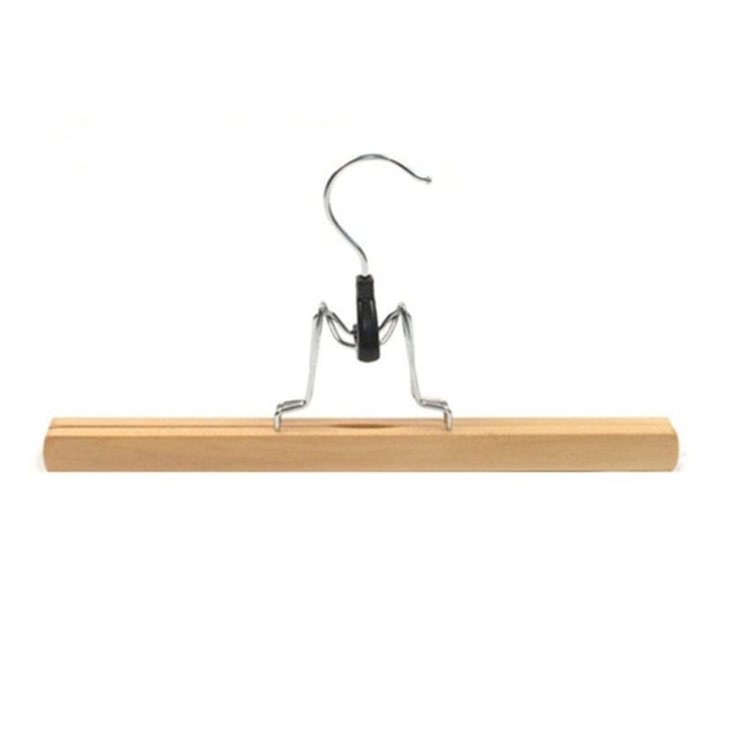 Wooden Pants Hanger Non-Slip Wood Clip Slack Hanger with 360° Swivel Hook Natural Wood Skirt Hangers Hanger Rack Swivel Hook
