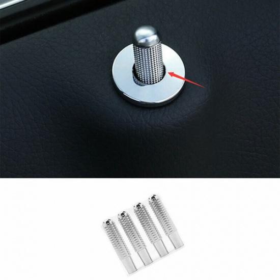Silver Aluminum Inner Door Lock Down Bolt Ring Trim For Benz C-Class W205 15-21