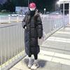 Женское Длинное Зимнее Пальто Выше Колена Толстое Пуховое Хлопковый Наполнитель Верхняя Одежда Приталенный Без Капюшона Стойка