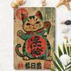 Maneki Neko Metal Wall Art – Traditional Lucky Cat with Anime Charm Rustic Green & Golden Patina Finish Ideal for Living Rooms