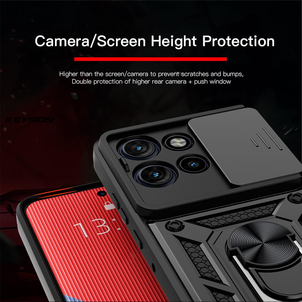 KEYSION Противоударный защитный чехол для MOTO G75 5G силикон + защитное кольцо для камеры из поликарбоната, чехол-подставка для телефона Motorola Edge 50 5G