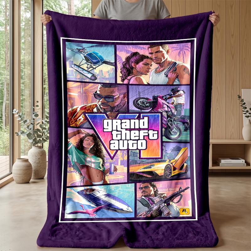 GTA Cozy Flannel Blanket, Comfortable Warm Throw Blanket for Bedroom Sofa Home Use