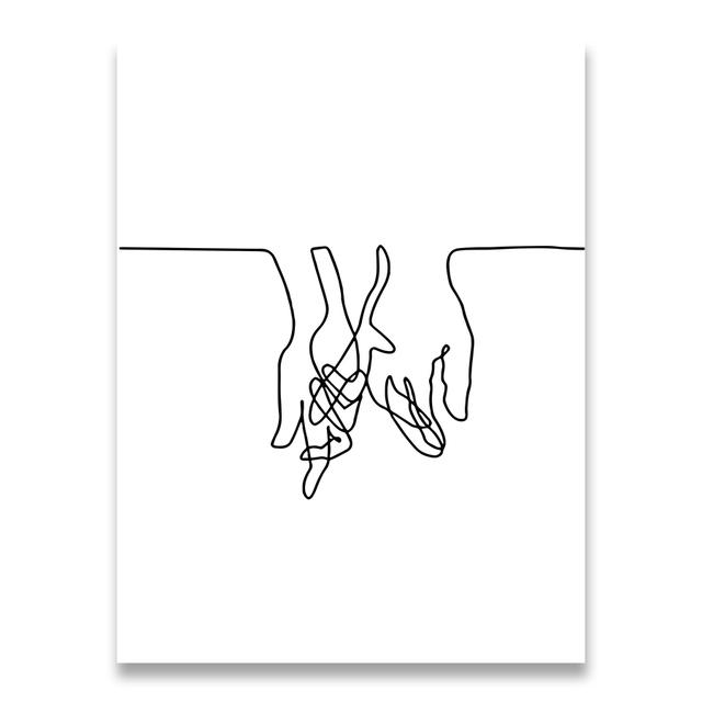 Геометрический рисунок линии, картина, украшение для дома, скандинавская картина на холсте, настенные художественные фигурки, постер «Семейная любовь»