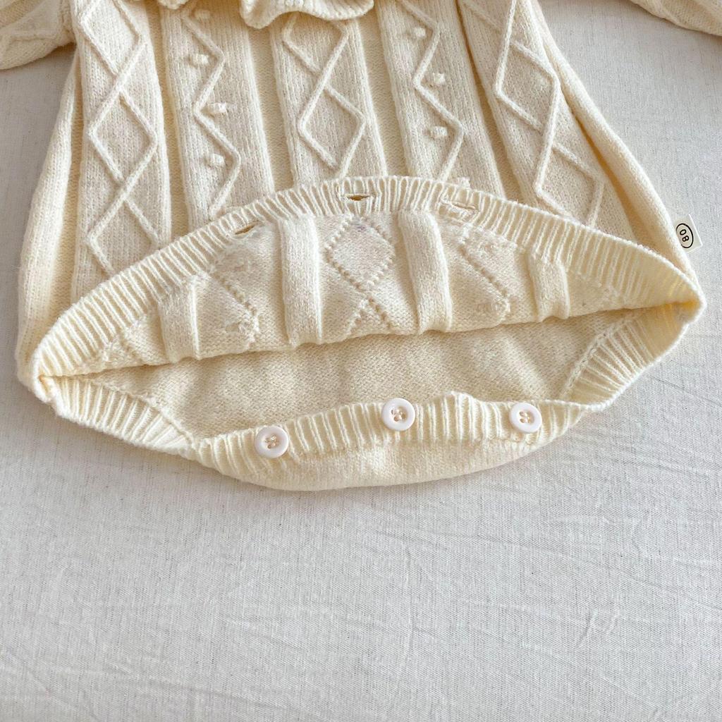 Baby Solid Color Winter Romper 2025 - Korean Style Jacquard Onesie for Newborns. Super Cute and Trendy!