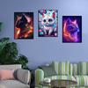 1 Set Rhinestone Painting Craft Kit Bright Color Cartoon Cat Pattern Picture Art Set for Home Decoration