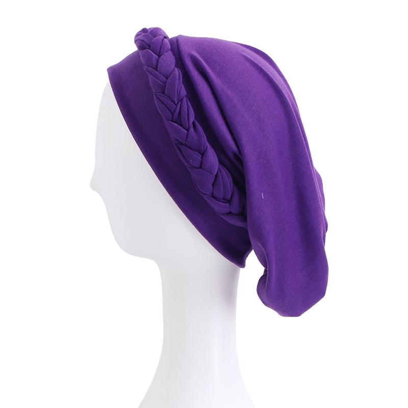 European And American Solid Color Elastic Ethnic Style Bag Head Cap, Twist Braid Chemotherapy Cap, Confinement Cap Jdt-429C