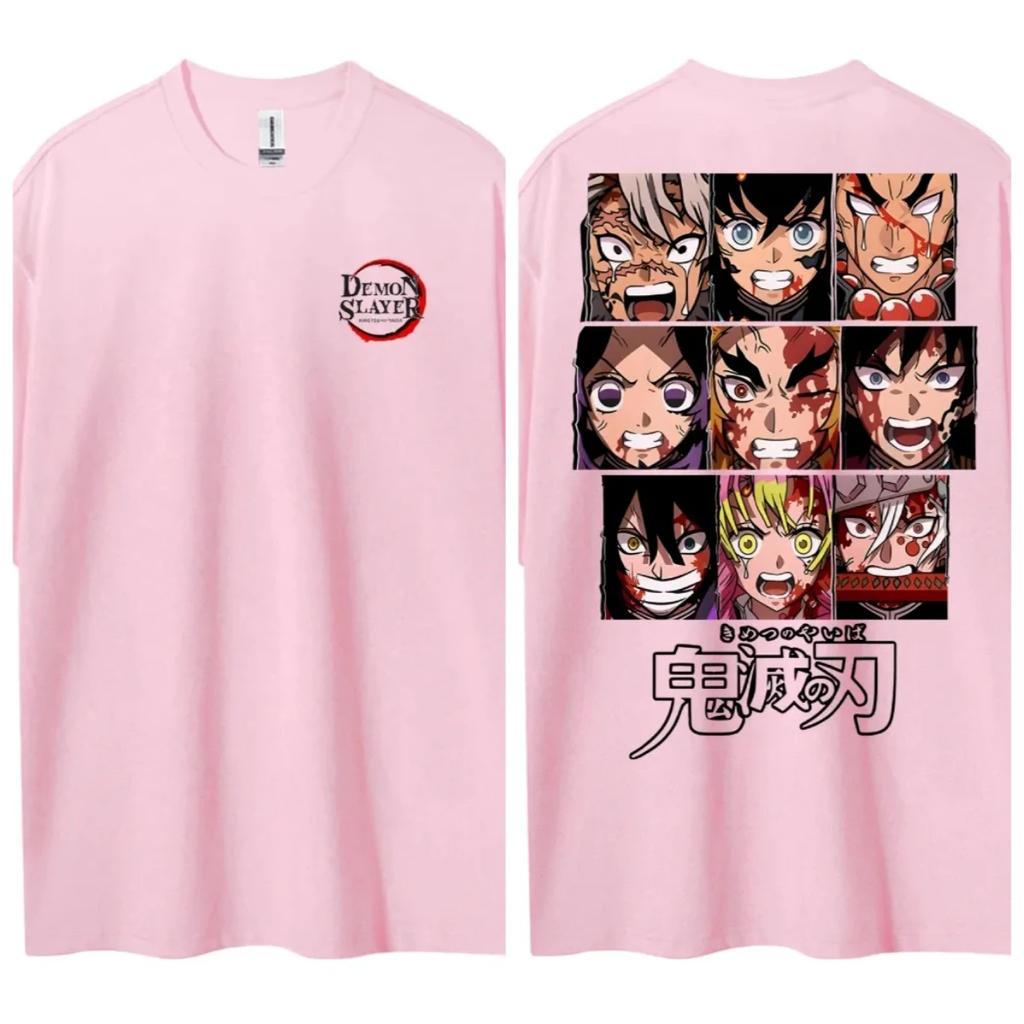 Hot Sale Anime Peripherals Demon Slayer Manga Graphic Print Short-sleeved Men Women Cotton Comfortable Soft  Loose Casual Oversized Top Summer New Tee