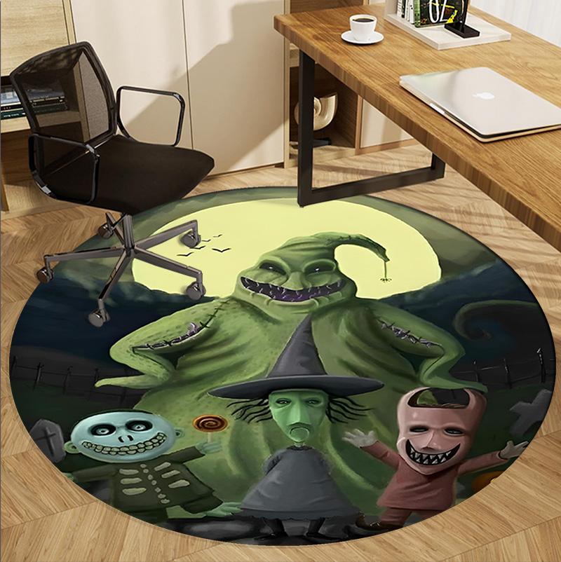 The Nightmare Before Christmas Pattern Round Rug, Indoor/Outdoor Mat, for Picnic, Gameroom, Bedroom, Office, Living Room, Home Decor Carpet, Birthday