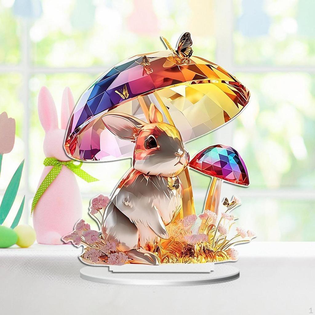 2D Bunny Ornament Acrylic Rabbit Design for Festive Tabletop Display