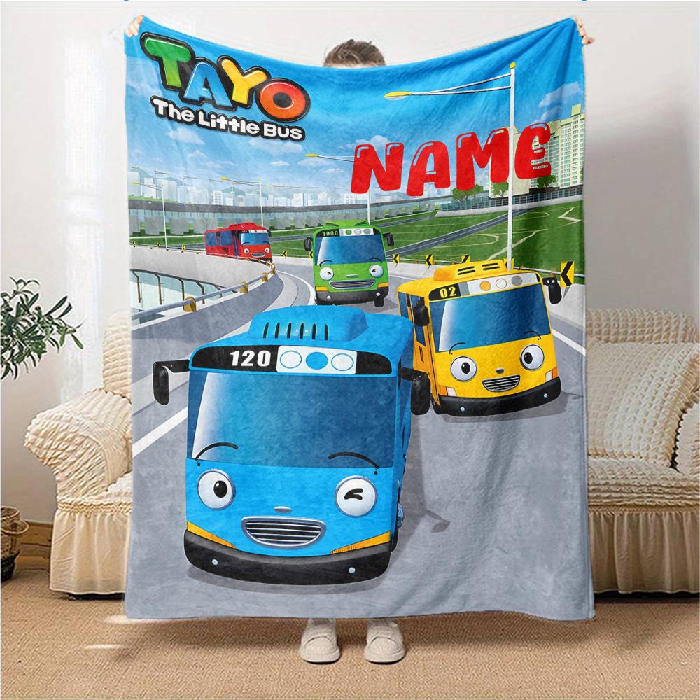 Custom Name Tayo'S Rainbow Friends Party Blanket For Couch Bed Plush Cozy Fuzzy Blanket Super Soft Warm Blankets For Fall And Winter 091648