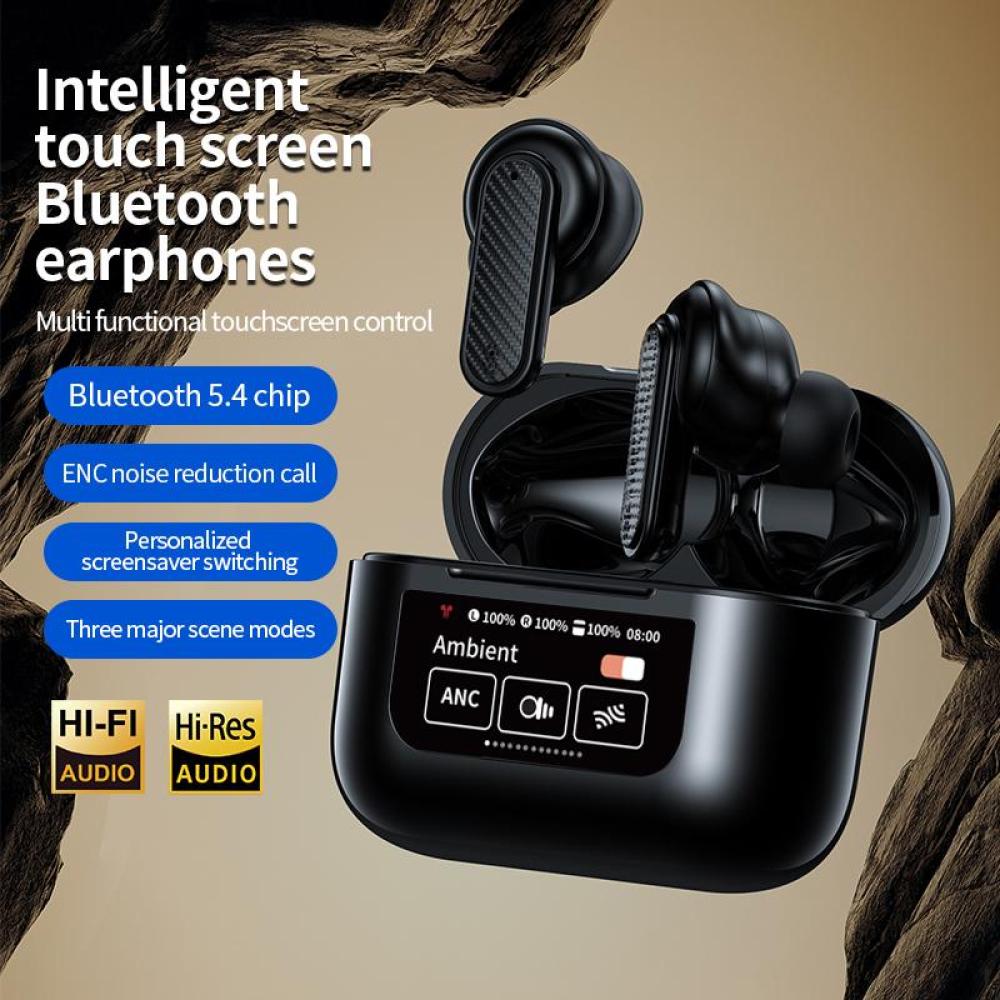 Wireless Bluetoth 5.4 Earphones LCD Touch Screen Headphones Noise Cancelling Headsets HiFi Stereo Earbuds Long Battery Life
