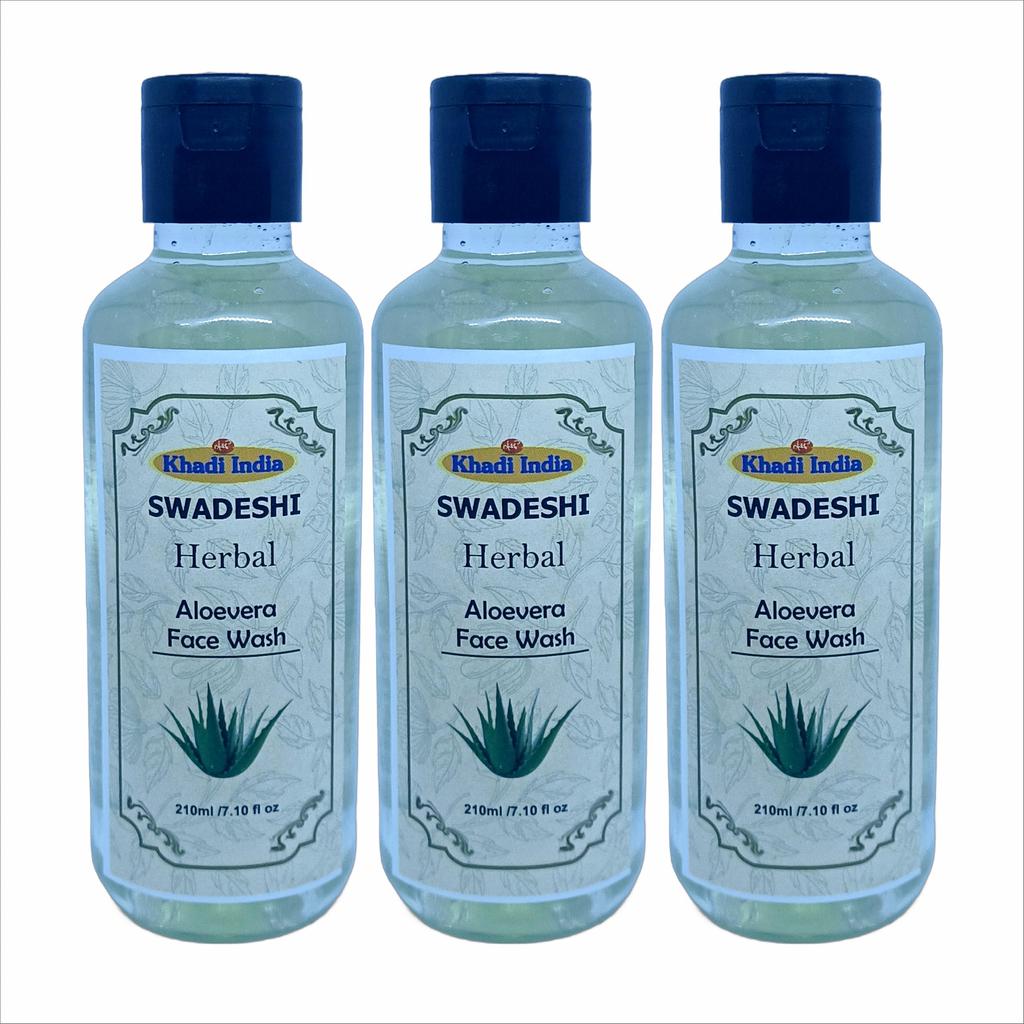 Khadi Natural 100% Травяное средство для умывания лица с алоэ вера - Мягкое очищающее средство для сияющей кожи, без сульфатов и парабенов, подходит для всех типов кожи 630 мл