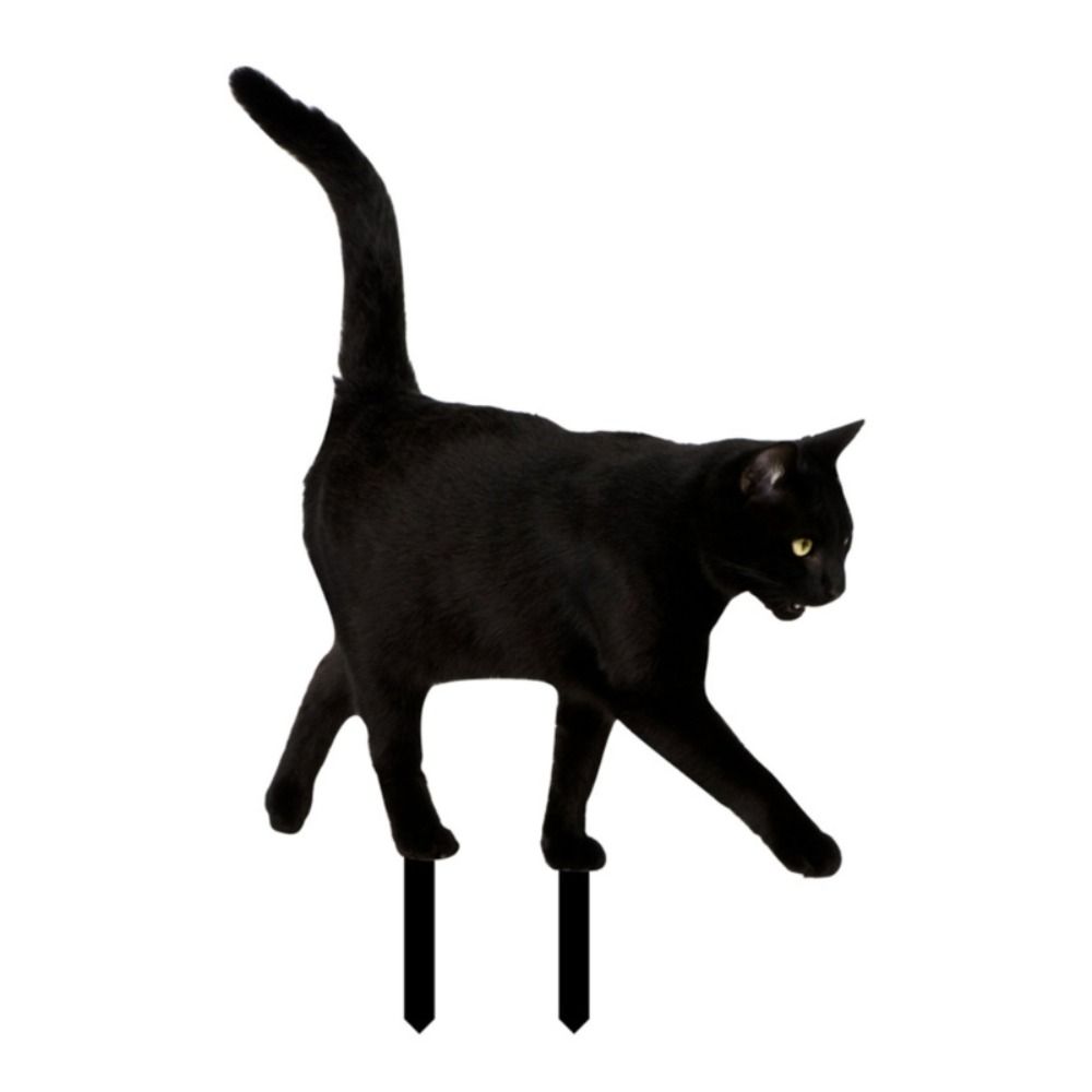 Black Acrylic Cat Stake Waterproof Simulation Black Cat Statue Cat Garden Stake  Courtyard