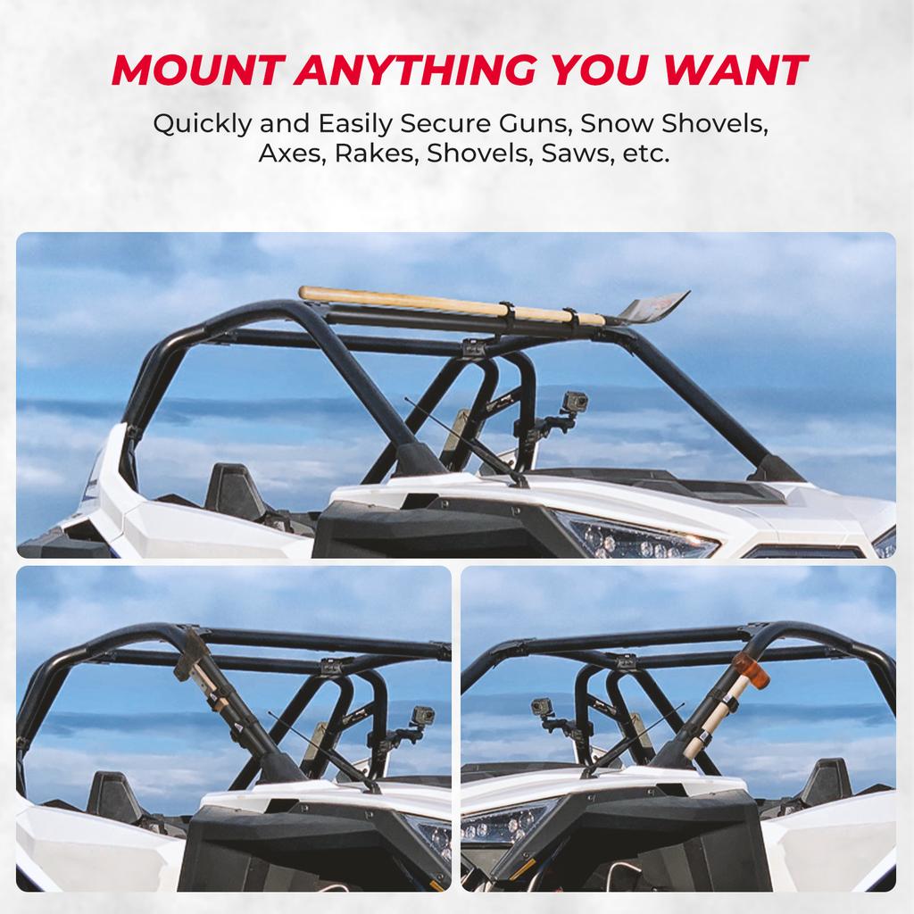 UTV ATV 0.85-2.5" Shovel Gun Rubber Anti-slip Strap Holder 1.5-3.5" Tools Compatible with Polaris RZR For Can-am X3 For Cfmoto