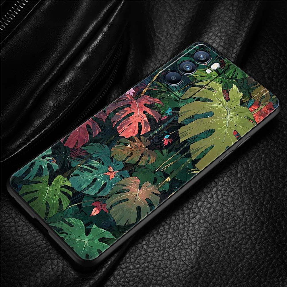 Чехол для телефона с абстрактными растениями и цветами для Oppo Reno 13 12 11 10 7 F Find X5 X6 A98 A80 A79 A78 A57 A54 A31 A17 Pro 5G Мягкий чехол из ТПУ