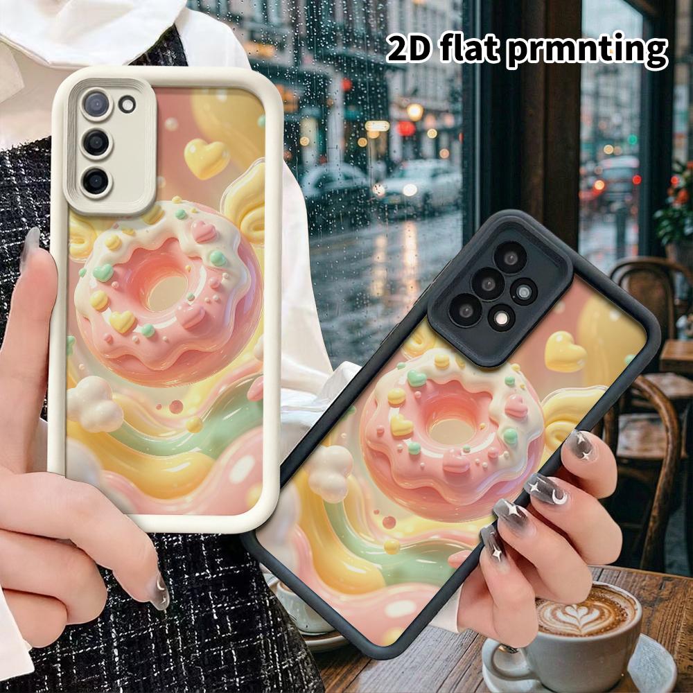 Phone Case: 2D flat design suitable for Samsung Galaxy A34 A35 M05 M06 S20 S22 S21 FE Plus 5G protective case, with winged donut, perfect Christmas an