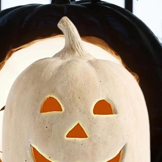 Pumpkin Halloween Decoration Hand-Carved Classic Jack Lantern Fall Decor Farmhouse Table Porch Indoor Ornament