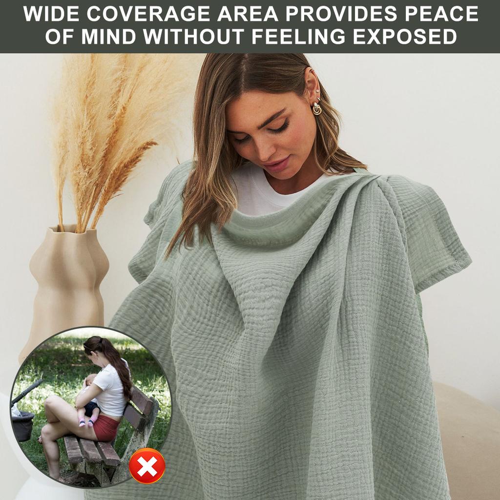 Муслиновый чехол для кормления грудью для младенцев, дышащий чехол для кормления грудью с арочным вырезом для женщин, фартук для кормящих матерей