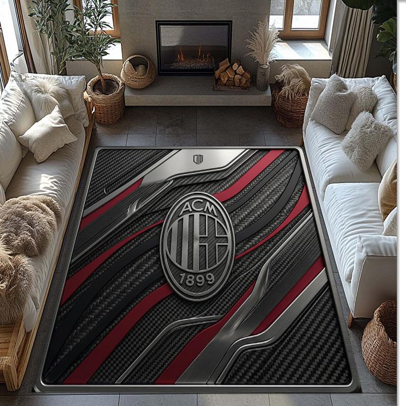 AC Milan Printed Flannel Area Rug Non Slip Soft Polyester Floor Carpet Indoor Decor Mat for Bedroom Living Room Sofa Game Room Home Decoration