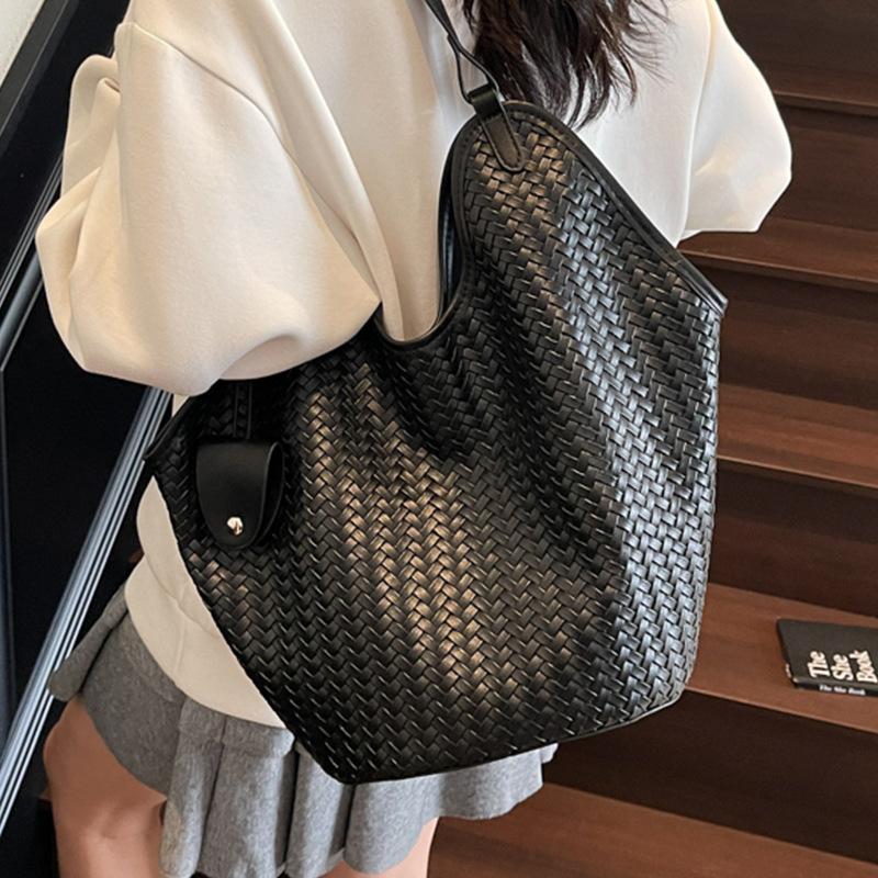 Simple and Fashionable Retro Woven Mother and Child Bag Women's 2025 New Large-capacity Casual Shoulder Tote Bag Commuter Bag