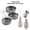 Camping Bowl and Utensil Set 3 Bowls Spoon Fork Combo Titanium Bowl with Folding Handle Ultralight Hiking Titanium