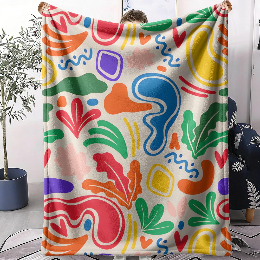 Colorful Vectors Throw Soft Flannel AC Blanket Lightweight Summer Nap Throw Cozy Blanket for Sofa Bed Travel Home