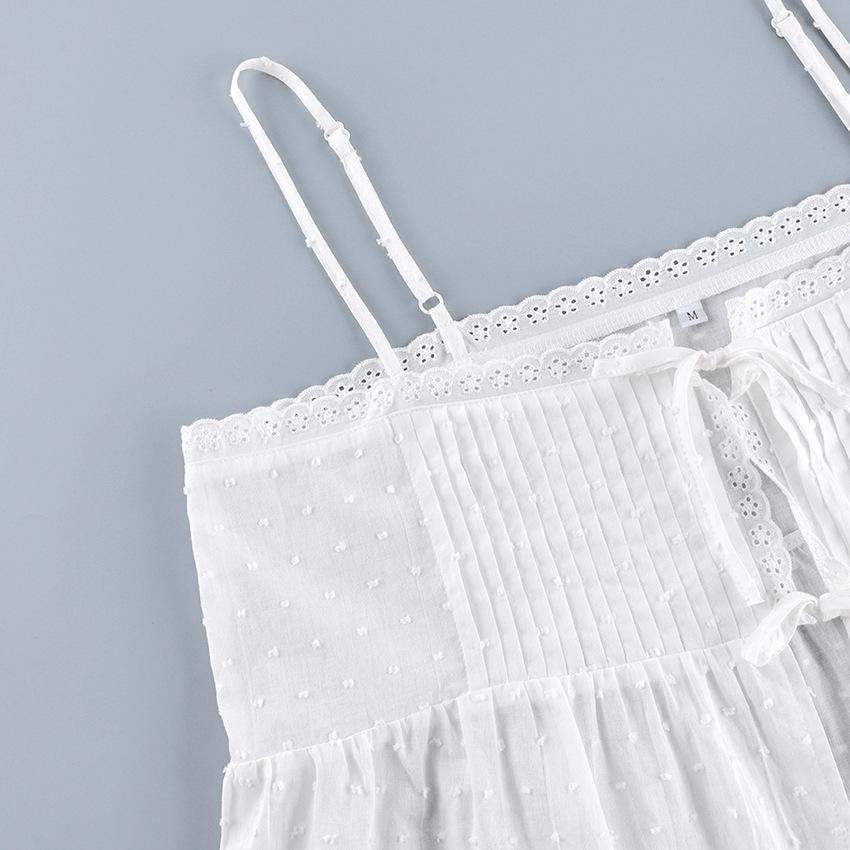 European and American style pure cotton jacquard sling vest bloomers two-piece set comfortable loose pajamas loungewear