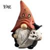 Resin Goblin Dwarf Ornaments Halloween Gnome Statue, EEK BOO Elf Figurine with Pumpkin Cute Desk Accessories Crow Skull, Spooky Tabletop Ornament for