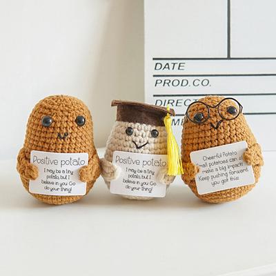 Забавная позитивная вязаная кукла с фруктами и овощами, мини-улыбающаяся кукла с картофелем, ананасом, огурцом, звездочкой, фруктами, тканая вручную кукла с позитивной карточкой, шерстяная пряжа