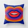 Vibrant Orange Rainbow Sunset Print Pillow Cover Abstract Geometric Lines Pillow Cover Sofa Car Office Cushion Cover Home Decor