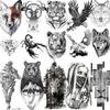 10 Листов Животные Временные Татуировки Для Мужчин Взрослых Рука Реалистичный Лев Волк Тигр Тату Стикер Поддельные Солдаты Черные Татуировки Паста