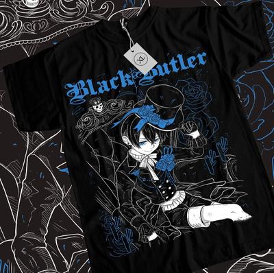 Футболка Black Butler Себастьян Сиэль Тобосо Яна Каваи Аниме Футболка Все Размеры