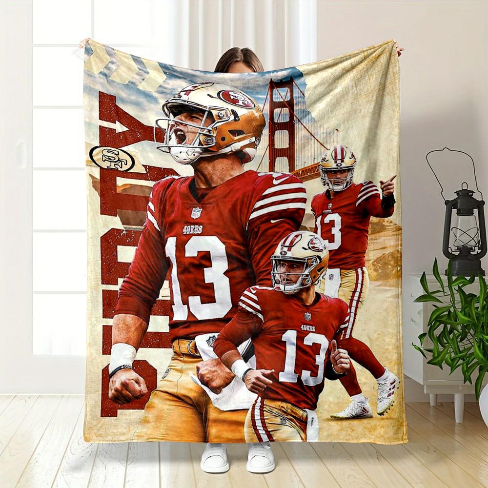 "Football Player Graphic warm quiltDesign Flannel blanket for bedroom, living room, sofa, and nap