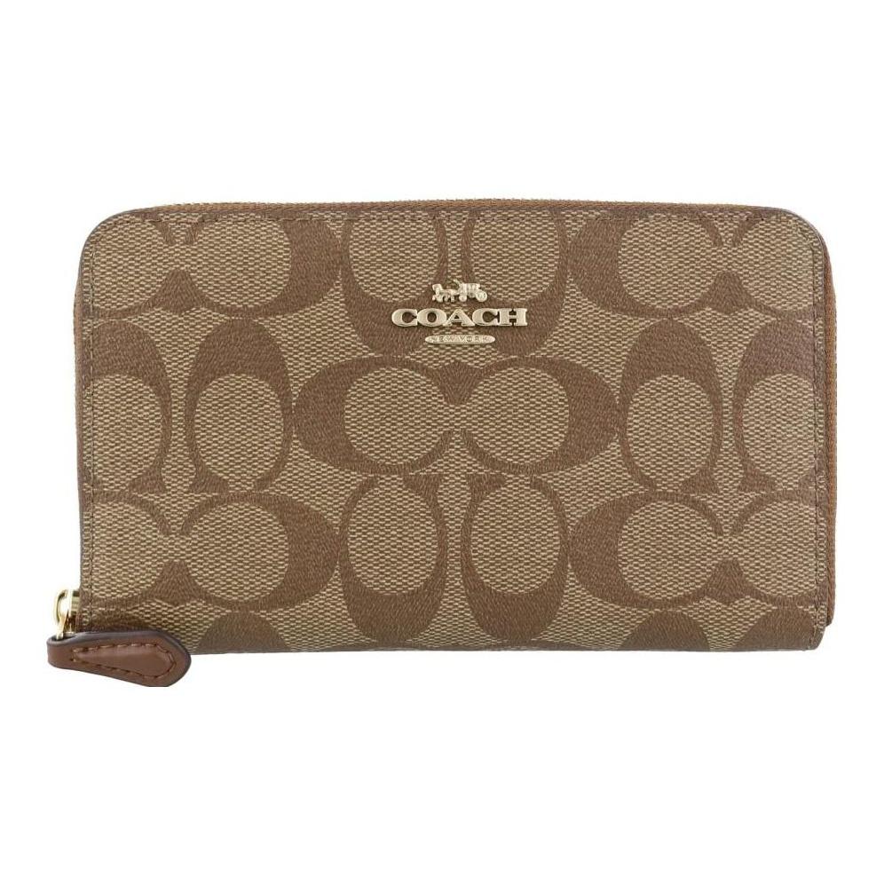 Coach Кошелек на молнии 17 Classic Monogram из покрытого канваса Держатель для монет и ID-карты Женский кошелек Хаки 88913-IME74