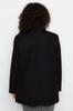 Women's Style Plus Size Black Double Closure Stand Collar Coat